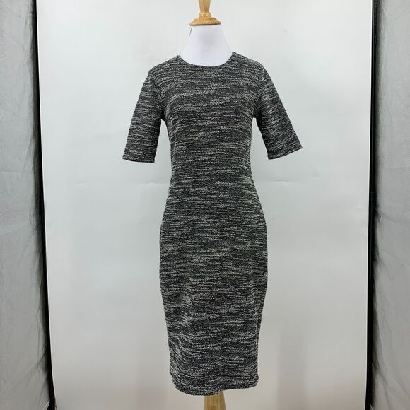 Banana Republic Boucle Sheath Dress Womens 2 Knee Length Back Zip Mid Sleeve - Picture 2 of 13